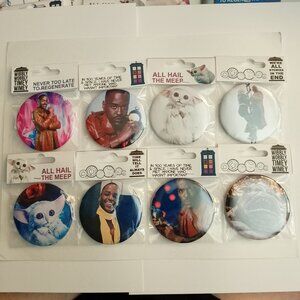 8 BIG BUTTONS! The 15th DOCTOR WHO, 2 1/4" / 58mm BUTTONS, Ncuti Gatwa, The MEEP